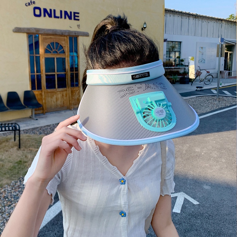 Mũ Lưỡi Trai Chống Nắng Mùa Hè Hở Chóp Có Quạt Nhỏ Che Mặt Mới Cho Trẻ Em