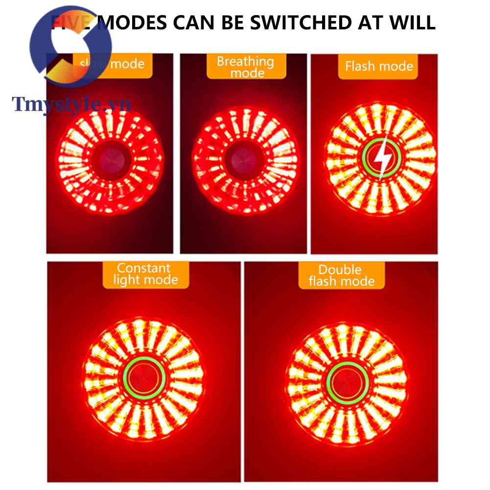 Đèn LED Đuôi Xe Đạp 5 Chế Độ Có Thể Sạc Lại