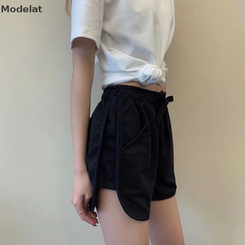 Quần Short Dáng Chữ A Thoáng Khí Màu Trơn Đơn Giản Thời Trang Mùa Hè Cho Nữ