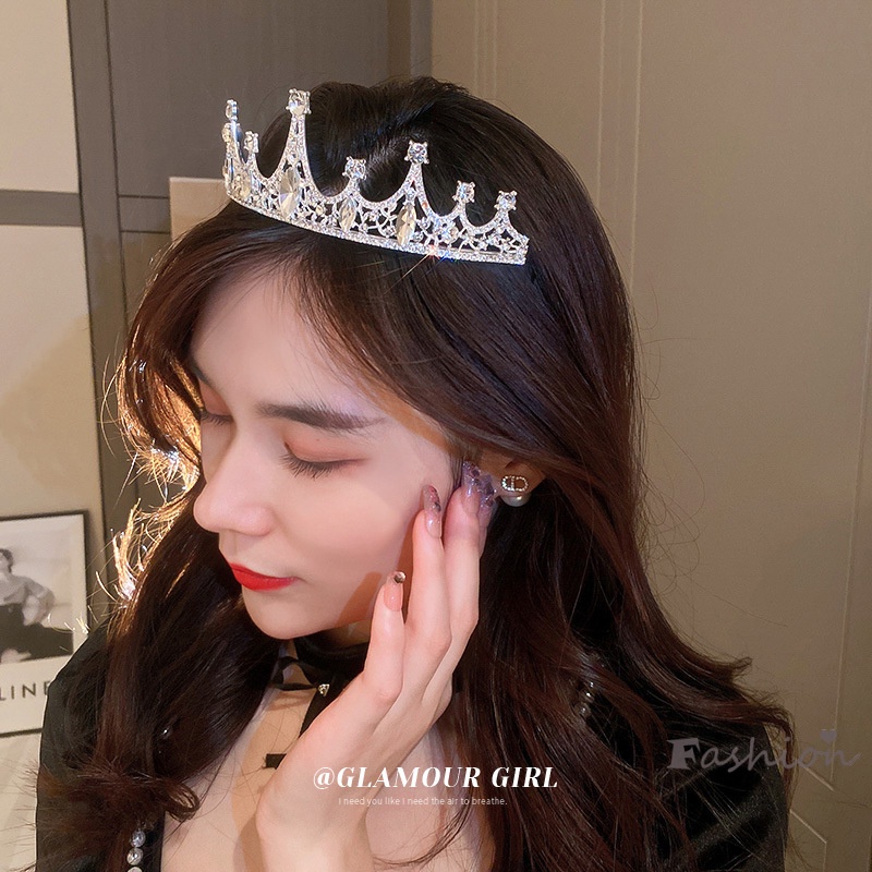 Băng Đô Cài Tóc Hình Vương Miện Công Chúa Đính Đá Lấp Lánh Sang Trọng