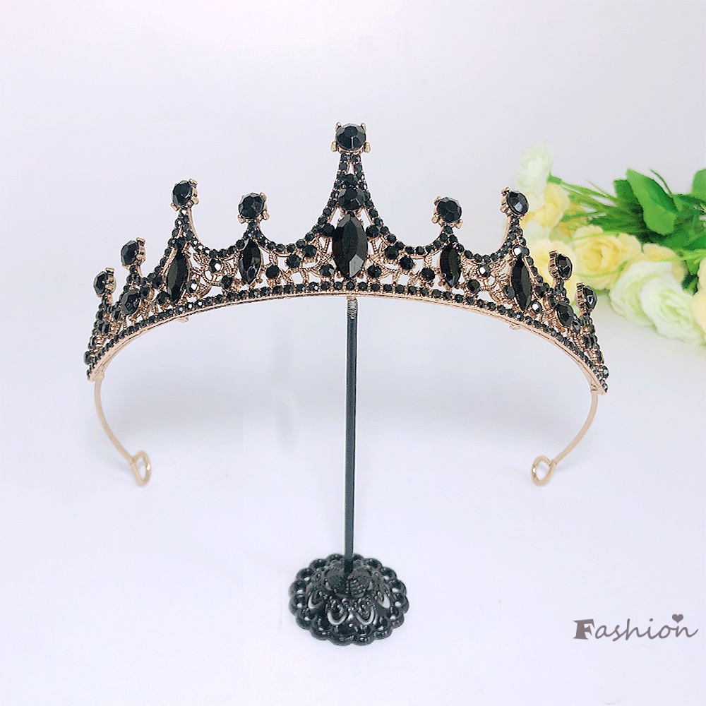 Bông Tai Hợp Kim Dáng Dài Hình Vương Miện Nhiều Màu Sắc Thanh Lịch