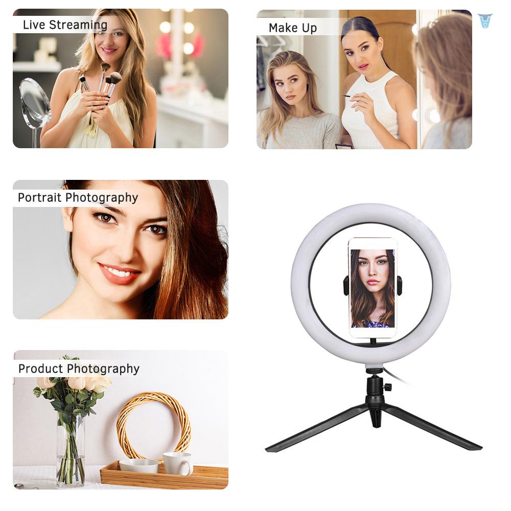 Đèn LED Tròn 10 "Có Thể Điều Chỉnh Độ Sáng Kèm Giá Đỡ Ba Chân Hỗ Trợ Quay Video / Phát Trực Tiếp