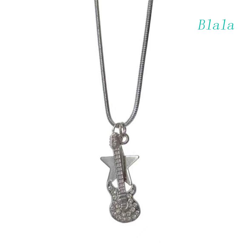 Vòng cổ Mạ Vàng Y2k Mặt Hình Đàn Ghi Ta Đính Đá Pha Lê