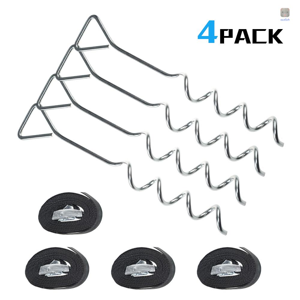 Mỏ Neo Đất Có 4 Móc Xoắn Ốc Và Dây Đai Điều Chỉnh Được Cho Lều Sân Vườn / Mái Hiên
