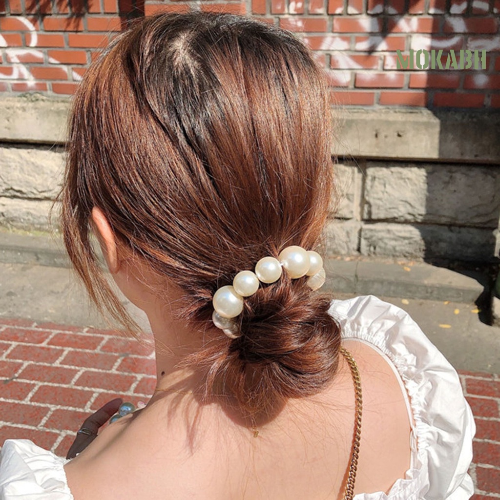 Dây Cột Tóc Đính Ngọc Trai Giả Màu Trắng Xinh Xắn Thời Trang Cho Nữ