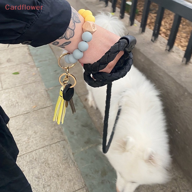 < Cardflower > Móc Khóa Hạt Silicon Tua Rua Mới