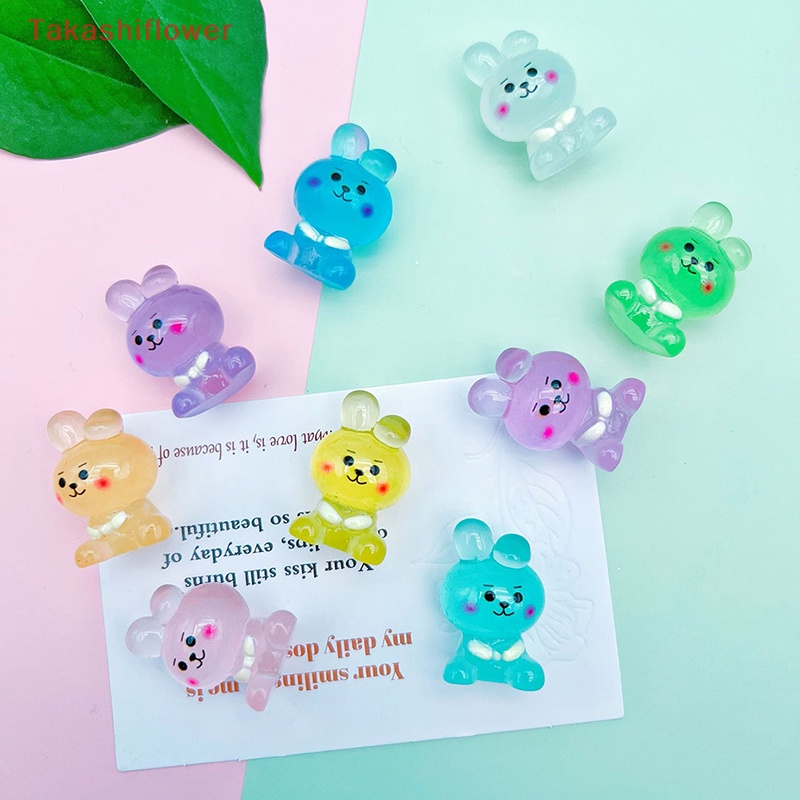 Set 2 Mô Hình Thỏ Dạ Quang Mini Bằng Nhựa Resin Dễ Thương Trang Trí Sân Vườn