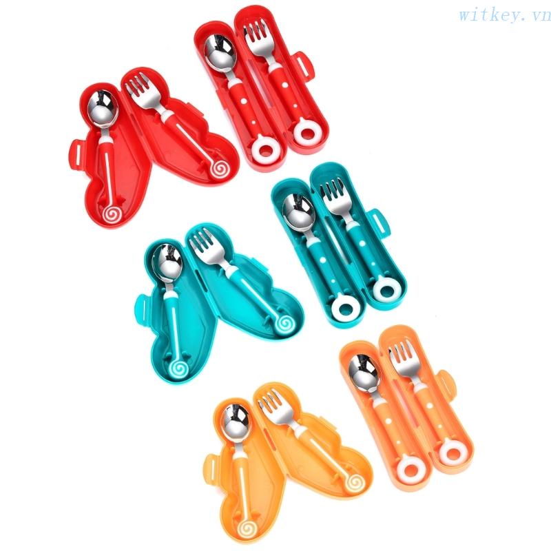Bộ Muỗng Nĩa Bằng Thép Không Gỉ Cho Bé Tập Ăn