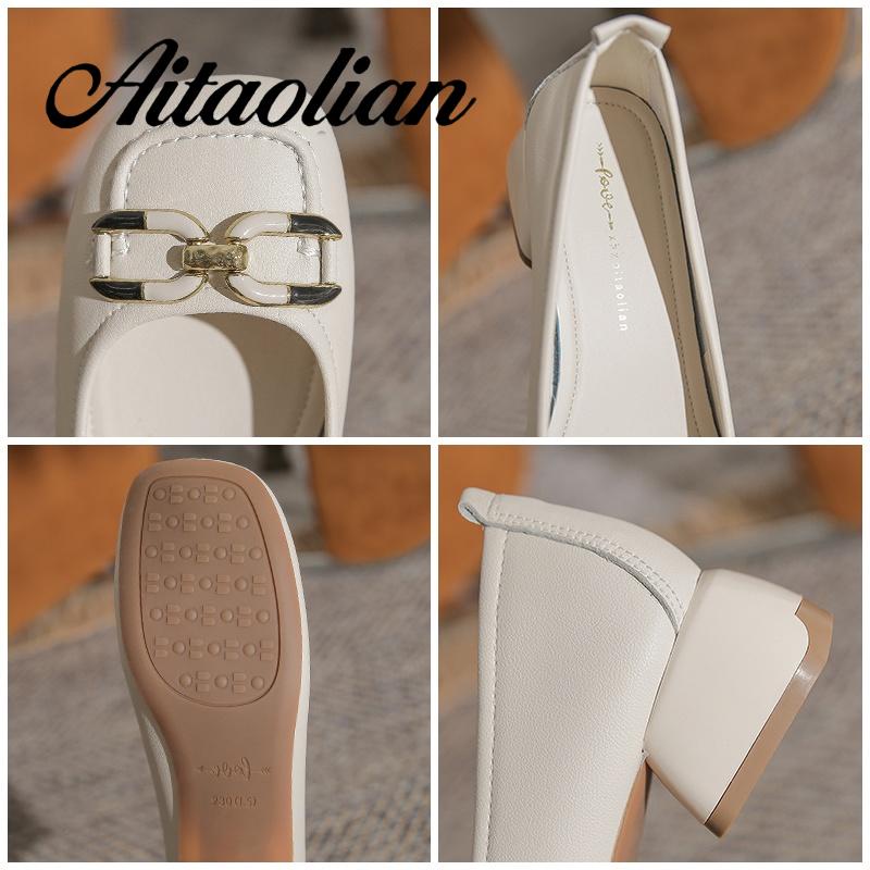 Giày Cao Gót 3.5cm Da Mềm Mũi Tròn Phong Cách retro Anh Quốc Cho Nữ