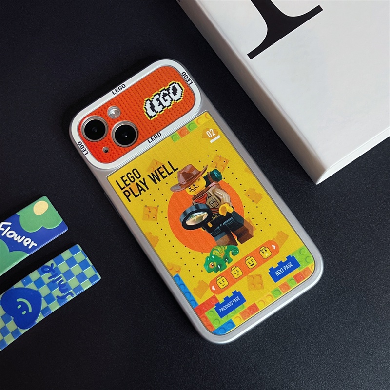 Ốp Điện Thoại TPU Mềm Trong Suốt Họa Tiết Khối Lego 2 Trong 1 Bảo Vệ Ống Kính Máy Ảnh Cho iphone 14 13 12 11 Pro Max