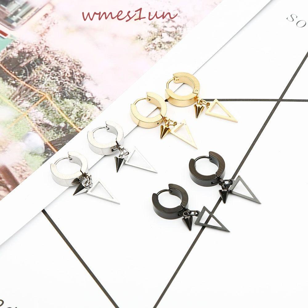 Bông Tai Hình Tam Giác Bằng Thép Không Gỉ Phong Cách Gothic Thời Trang WMES15H Cho Nam