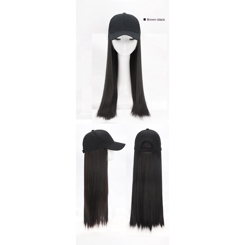 Tóc Giả Dài Thẳng Tự Nhiên Kèm Mũ Đội Thời Trang Mùa Hè Dành Cho Nữ