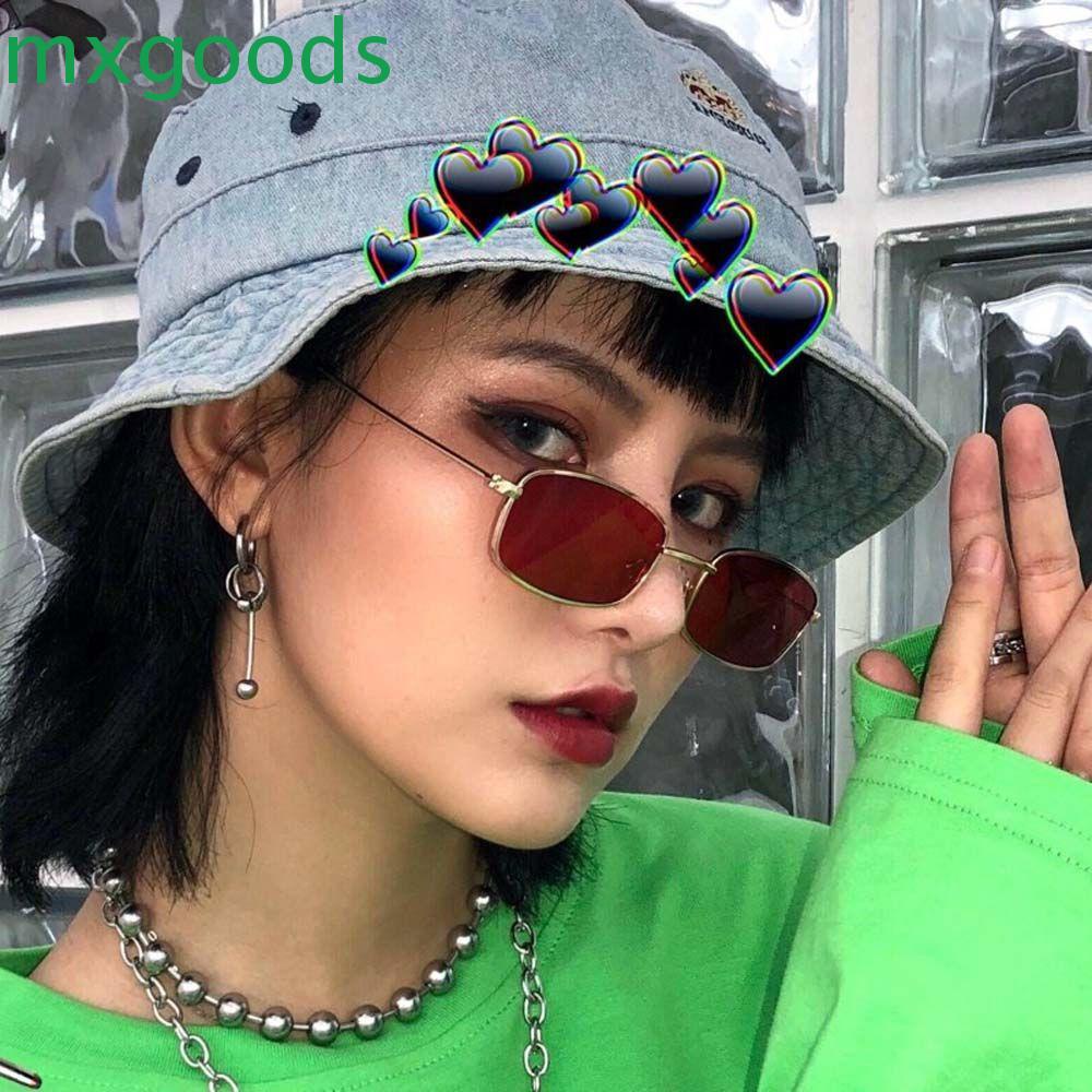 Kính Mát Gọng Kim Loại Nhỏ Hình Chữ Nhật Màu Đen Chống Tia UV Phong Cách Vintage Hàn Quốc