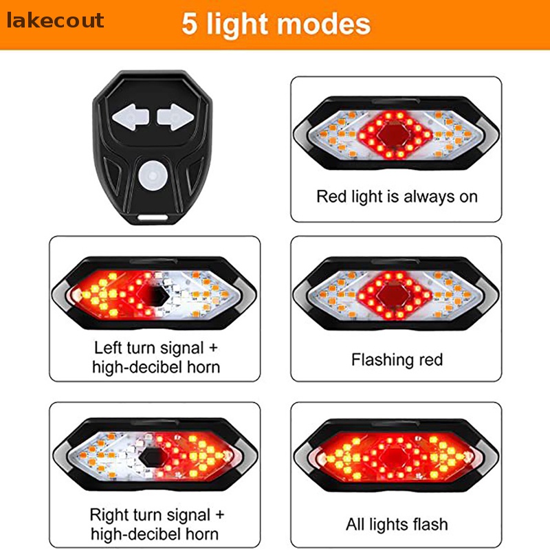 Đèn Xi Nhan Gắn Đuôi Xe Đạp Kèm Điều Khiển Từ Xa