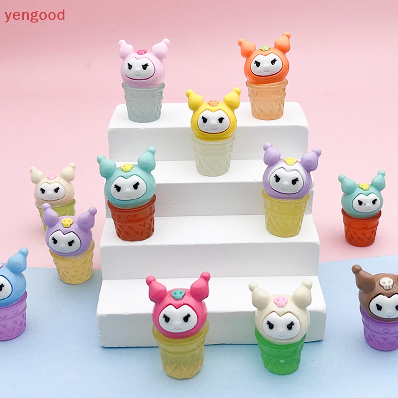 Bộ 2 Ly Kem Mini Bằng Nhựa Resin Dạ Quang In Hoạt Hình Dễ Thương Dùng Trang Trí