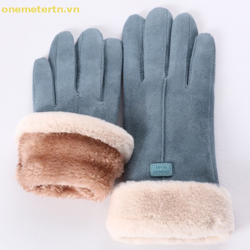 Onemetertn Găng Tay Thể Thao Phối Lông Xù Ấm Áp Thời Trang Thu Đông Dành Cho Nữ