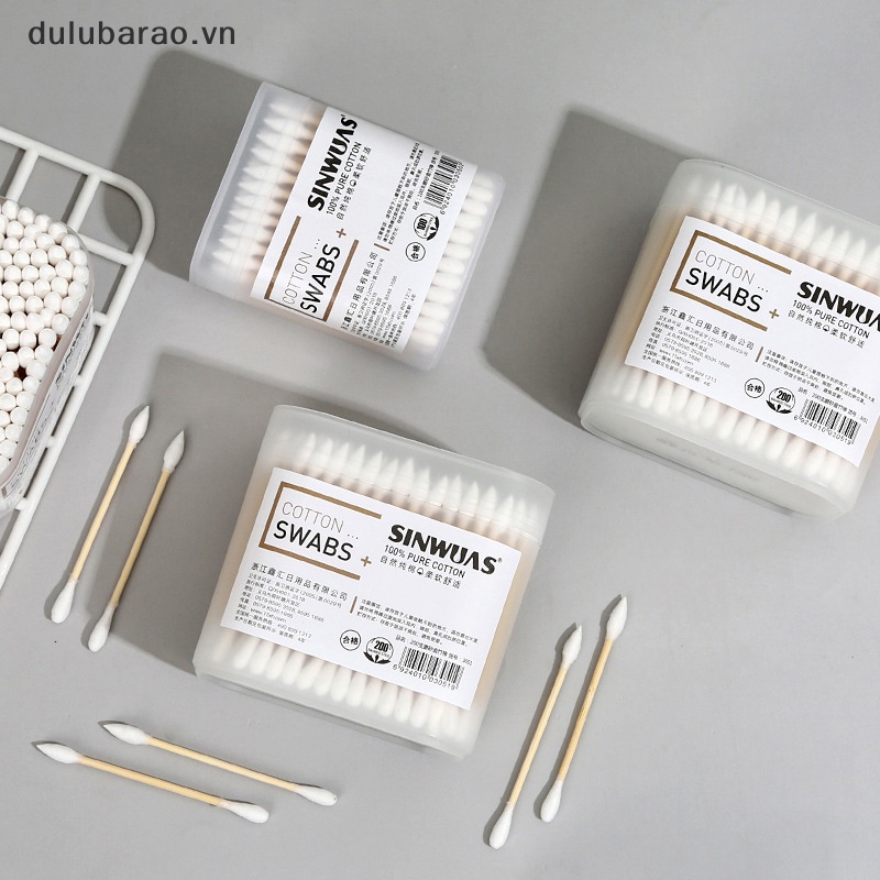 Dul 100/200pcs dùng một lần nhà kép đầu tai làm sạch trang điểm Bông Swabs Chồi Ao