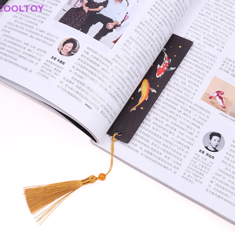 Thẻ Đánh Dấu Trang Sách Hình Cá Koi Vẽ Phong Cách Trung Hoa Sáng Tạo