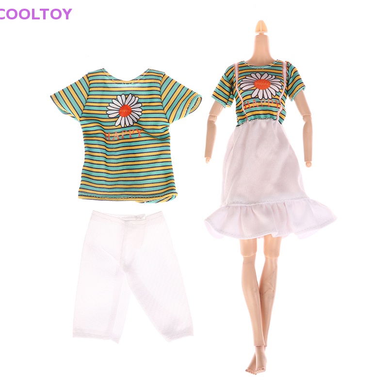 Cooltoy Bộ Đồ 2 Món Áo Sơ Mi Denim + Đầm Chấm Bi Đơn Giản Cho Búp Bê 30cm