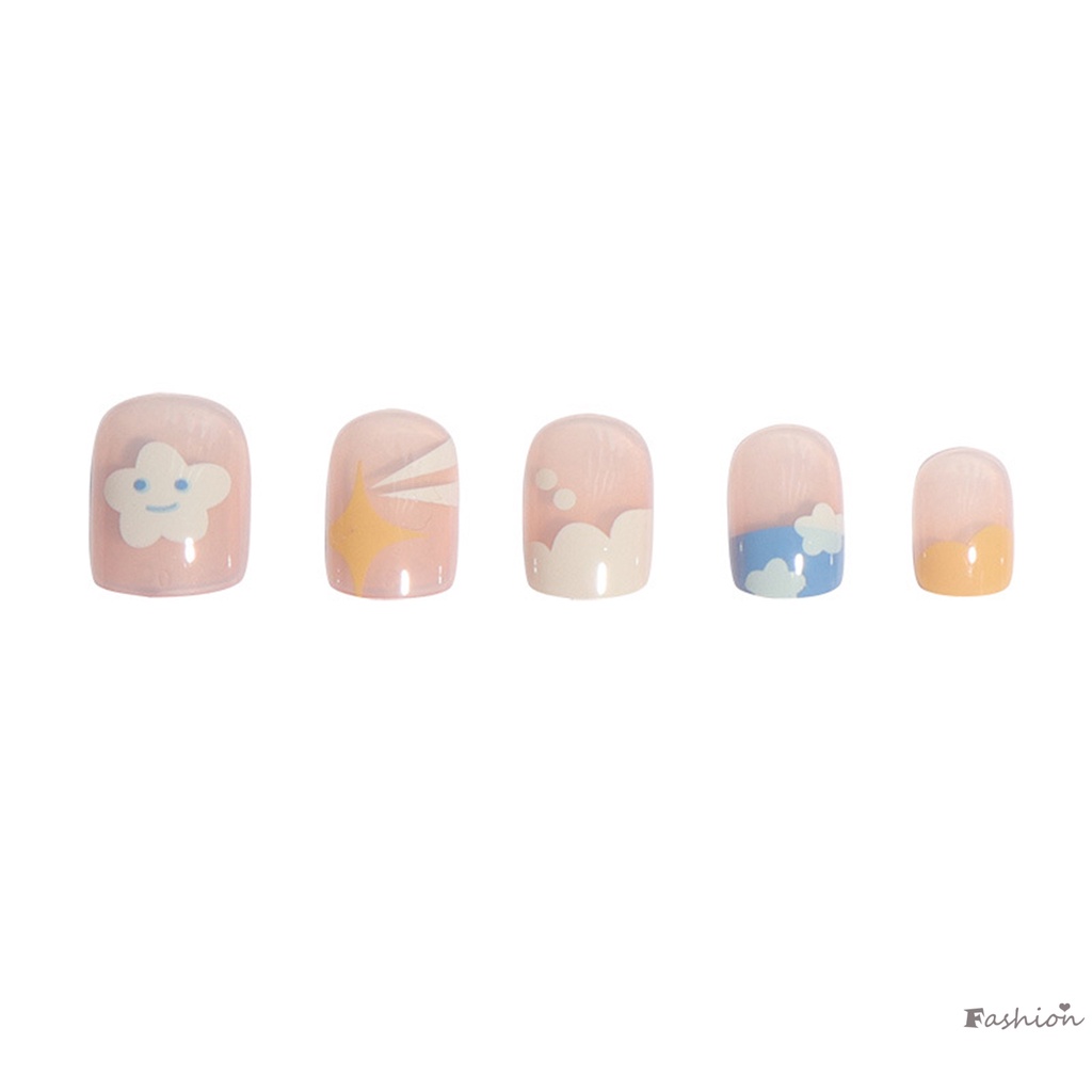 Móng Tay Giả Hình Đám Mây Và Ngôi Sao Màu Hồng Thoải Mái Tự Nhiên