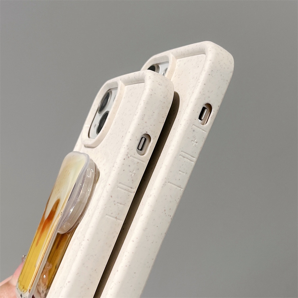 Ốp điện thoại silicone lúa mì phân hủy được màu kẹo hình ly bia chống sốc có giá đứng thích hợp cho iPhone 14 13 Pro Max 12 11