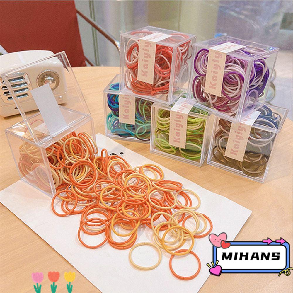 Hộp 100 Dây Thun Buộc Tóc Mềm Nhiều Màu Sắc