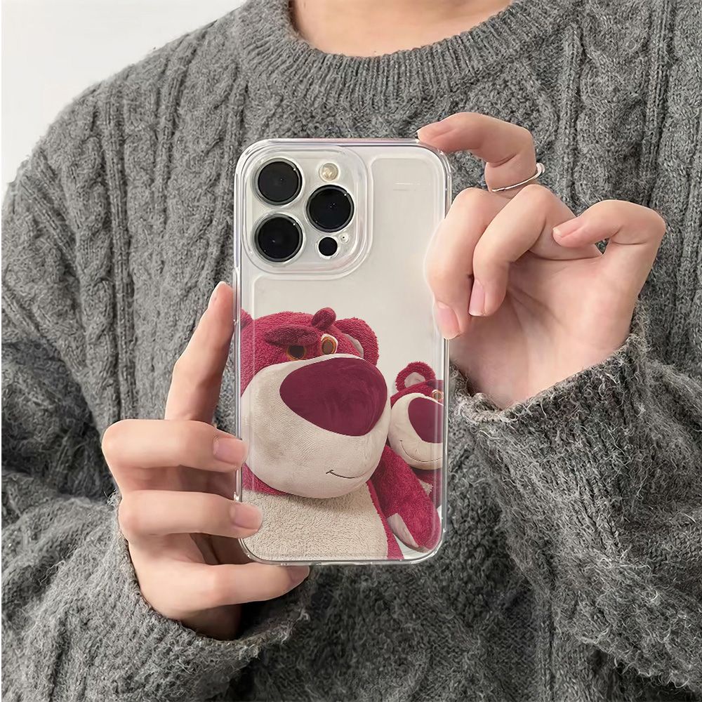 ✅Ốp Điện Thoại Mềm Chống Sốc Hình Gấu Dâu Tây Cho Iphone 14Pro Plus 1213 Max 1178 6In 4RIB