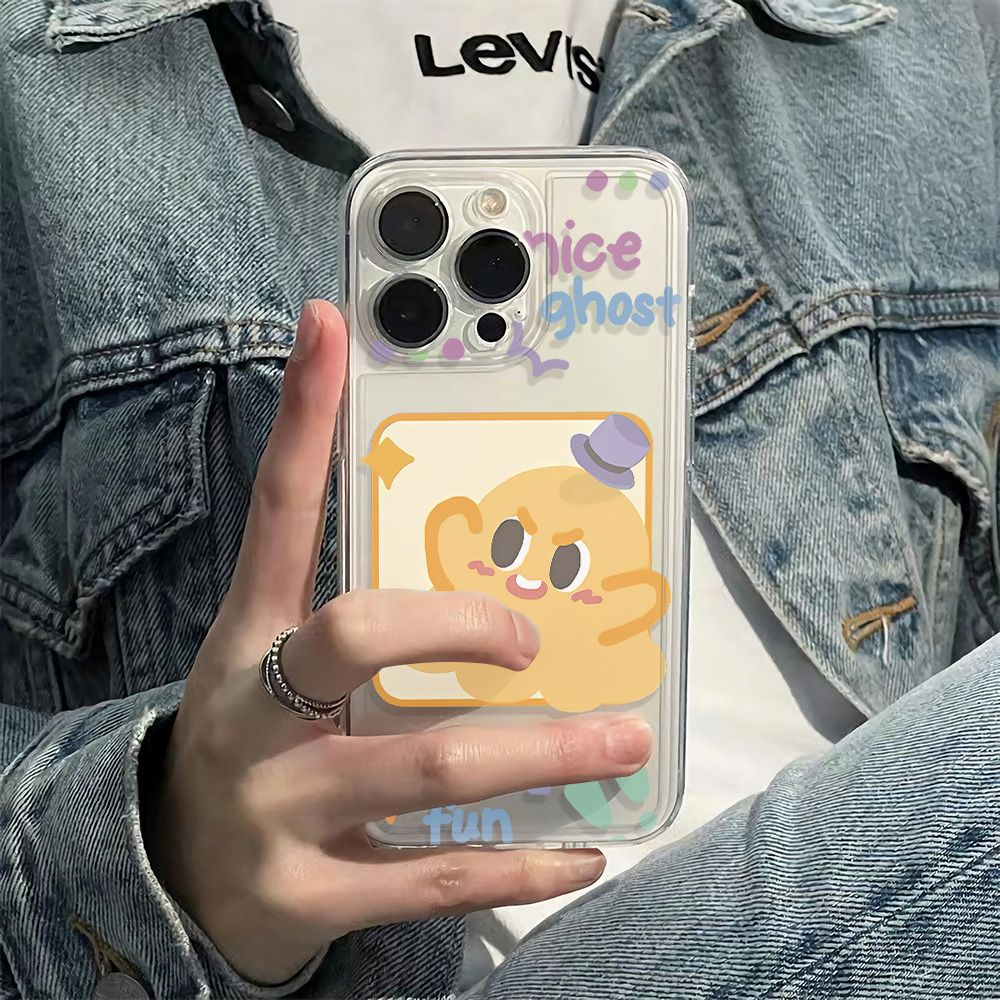 ✅Ốp Điện Thoại Mềm Chống Sốc Màu Vàng Họa Tiết Ma Nhỏ Đơn Giản Cho Iphone 11 78 6In14Pro 1213 AL8M