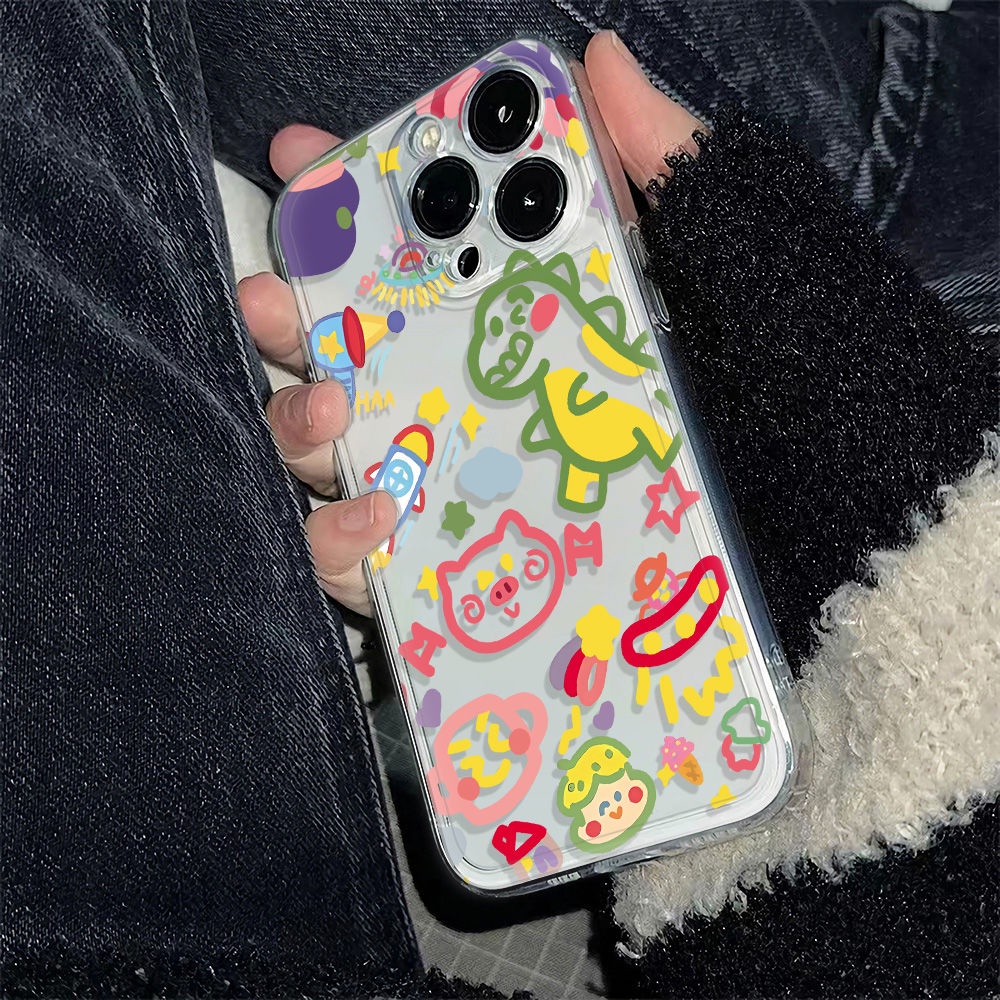 ✅Ốp Điện Thoại Dẻo Họa Tiết Hoạt Hình Phong Cách Graffiti Đơn Giản Chống Sốc Cho Iphone 6In 11iPhone12 78 14pro max plus 13