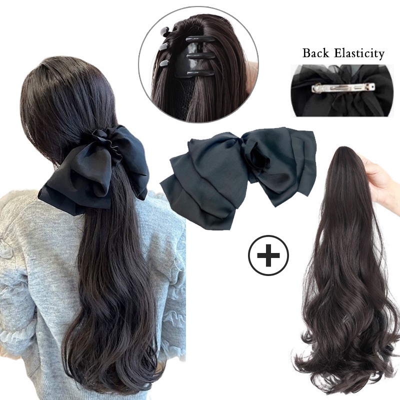 Tóc Giả Đuôi Ngựa Dài 45cm Màu Đen / Nâu