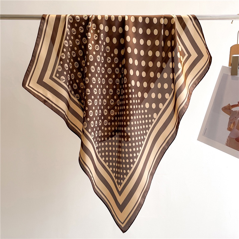 Khăn Choàng Cổ Hình Vuông 70X70Cm Chất Liệu Lụa Họa Tiết Chấm Bi Nhiều Màu Thời Trang Cho Nữ