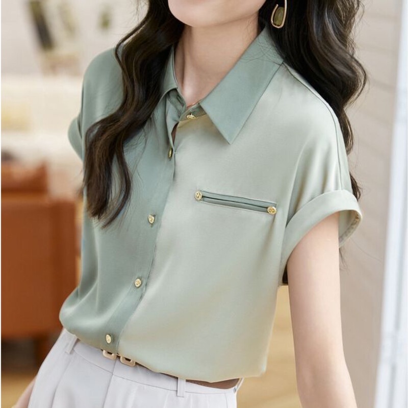 Áo Sơ Mi Tay Ngắn Dáng Rộng Phong Cách Thời Trang Hàn Quốc Dành Cho Nữ