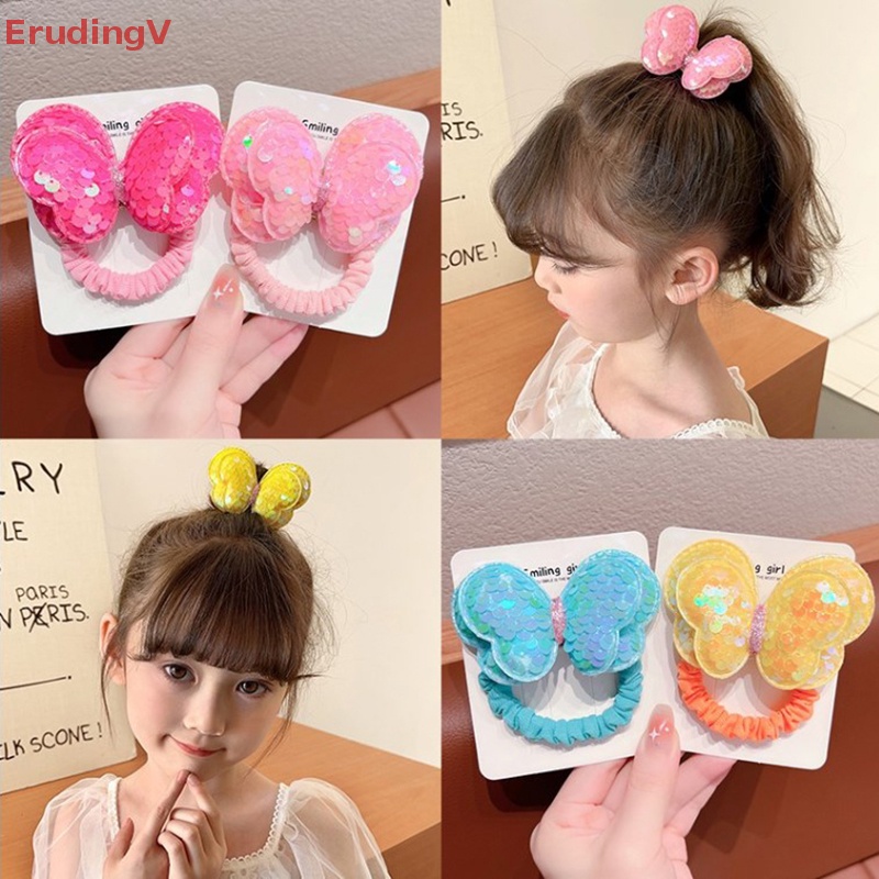 Dây Buộc Tóc Hai Lớp Đính Kim Sa Thắt Nơ Thời Trang Dành Cho Bé Gái