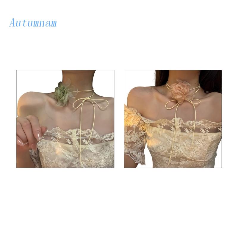 Vòng Cổ Choker Vải Mềm Họa Tiết Hoa Thời Trang Cho Nữ
