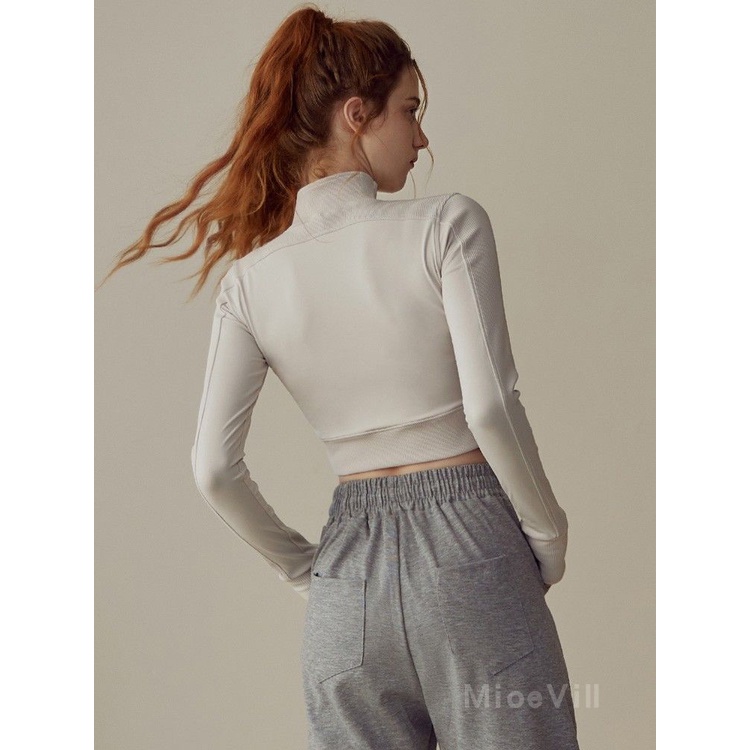 Áo Khoác Thể Thao Dài Tay Ôm Dáng Có Khóa Kéo Nửa Dùng Tập Yoga Chạy Bộ Cho Nữ