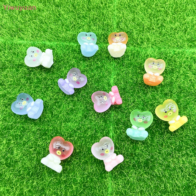 < Yiwuyuan > Bộ 2 Kẹp Tóc Hình Trái Tim Người Ngoài Hành Tinh Bằng Resin Phát Quang Dễ Thương Trang Trí Xe Hơi DIY Mới