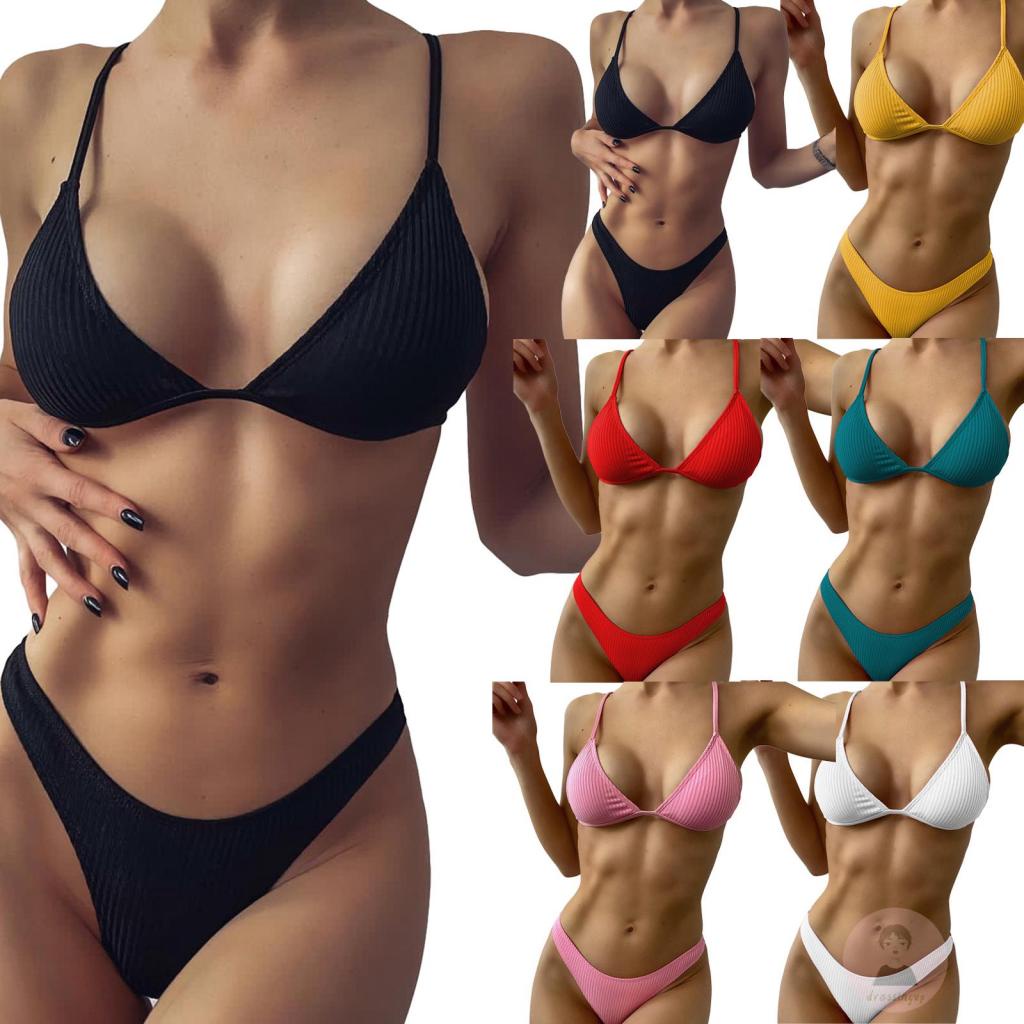 Bộ Đồ Bơi 2 Mảnh Không Tay Màu Sắc Thời Trang Mùa Hè Cho Nữ