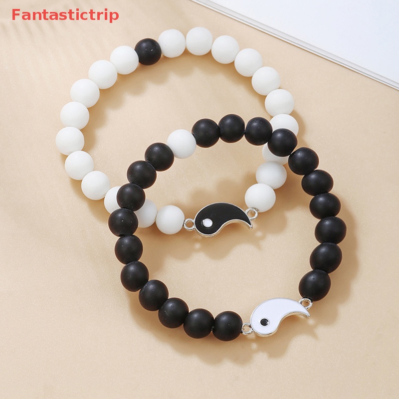 [Fantastictrip] Vòng Tay Chuỗi Hạt Màu Trắng Đen Thời Trang Châu Âu Thái Cực Quyền Phù Hợp Làm Quà Cho Cặp Đôi Mới