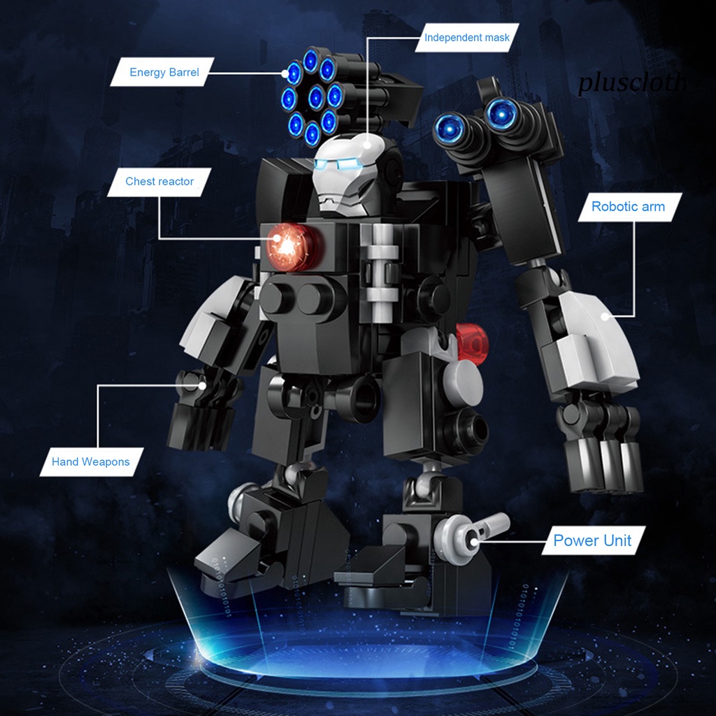 < Plus > Đồ Chơi Đồ trang trí Lắp Ráp Chiến Binh Mecha Bằng Nhựa Màu Đen Có Khớp Cử Động DIY Làm Quà Tặng Cho Bé