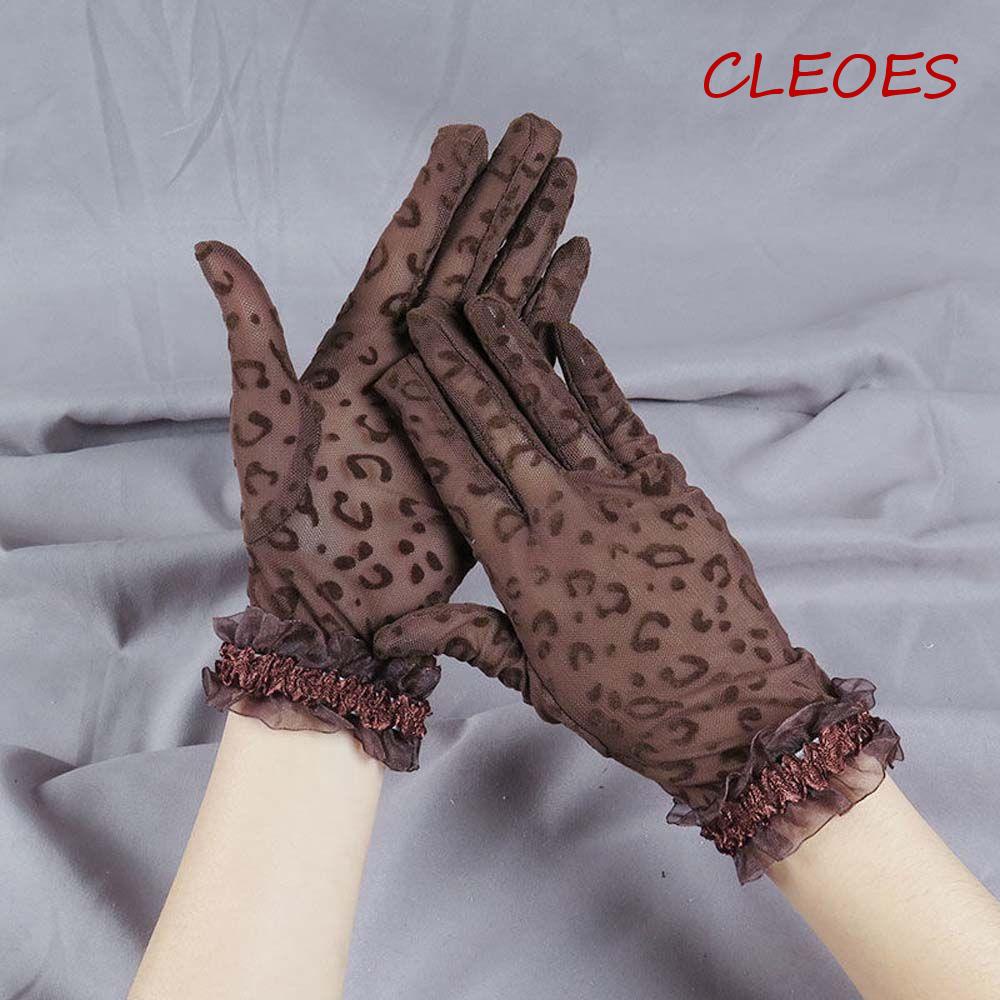 Găng Tay Lái Xe Vải Tuyn Họa Tiết Da Báo Phong Cách Hàn Quốc