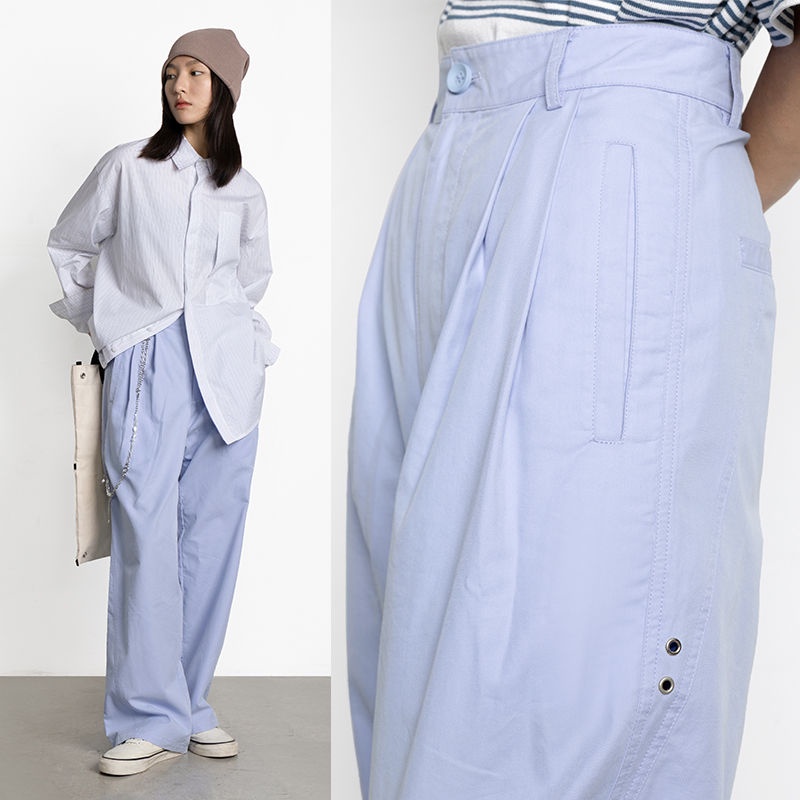 [F &amp; X] Quần Dài Cotton Ống Rộng Thoải Mái Phong Cách Iceland Purple Streamline