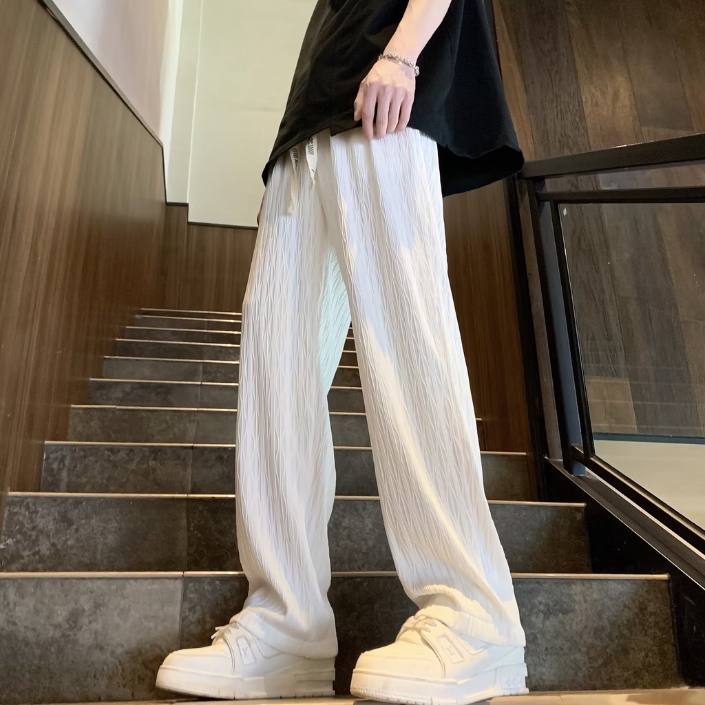 Quần Dài Ống Rộng Vải Lụa Mát Màu Sắc Đơn Giản Phong Cách Mỹ Thời Trang Mùa Hè Cho Nam