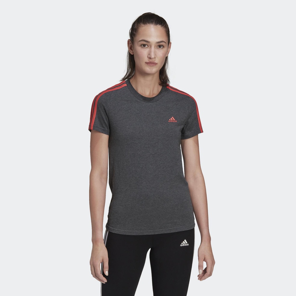 adidas Phong cách sống Áo thun 3 Sọc ôm sát Essentials Nữ Xám HF7237