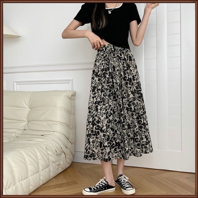 Chân Váy Dài Lưng Cao In Họa Tiết Hoa Bằng Sợi Hóa Học Thời Trang Mùa Hè Cho Nữ