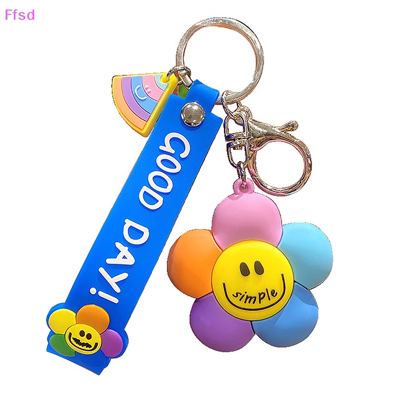 {Ffsd} Móc Chìa Khóa Silicon PVC Hình Hoa Mặt Cười Nhiều Màu Sắc Dễ Thương Sáng Tạo Thời Trang * Bán Chạy