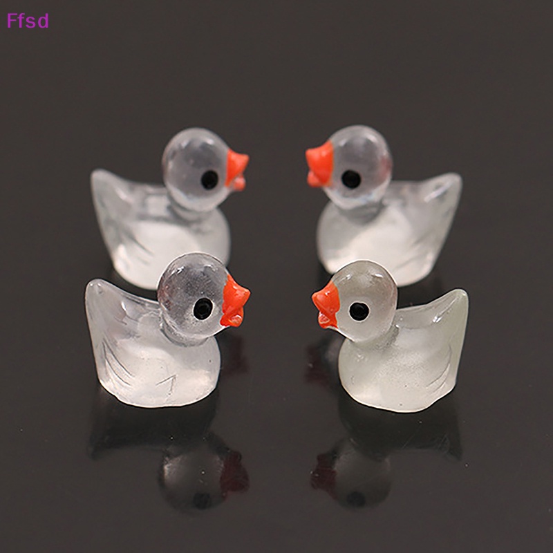 {Ffsd} Set 10 Tượng Vịt Mini Bằng Nhựa Phát Sáng Trong Bóng Tối Trang Trí Vườn Dễ Thương