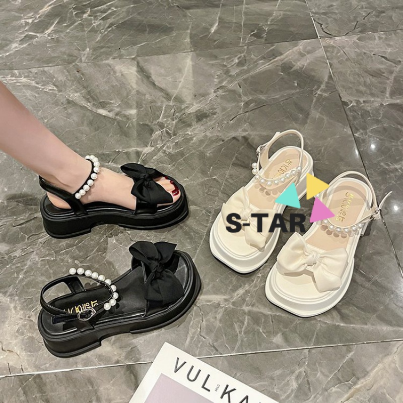 Giày Sandal Đế Dày Đính Nơ Phong Cách Mới Mùa Hè 2023 Thoải Mái Hợp Thời Trang Cho Nữ