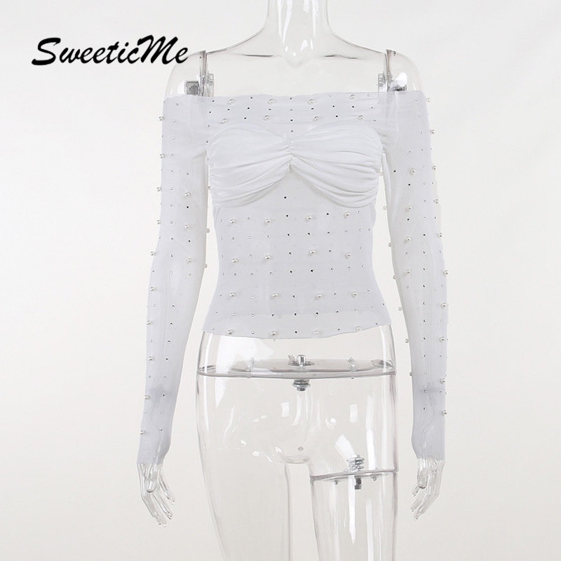 Áo Thun Tay Dài Hở Vai Màu Trơn Thời Trang Mới 2023 Dành Cho Bạn Nữ