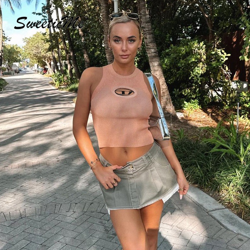 Áo Tank Top Cổ Tròn Dáng Ôm Thời Trang 2023 Quyến Rũ Cho Nữ