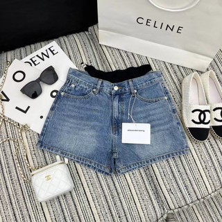 MMPN Alexander Wang summer New Fashion bikini sexy out-of-waist washed retro old straight denim shorts